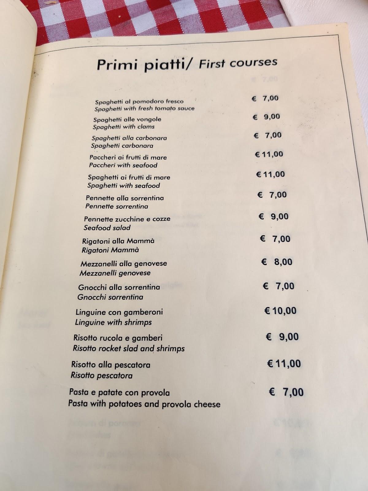 Menu di Ristorante Pizzeria Da Gigino 