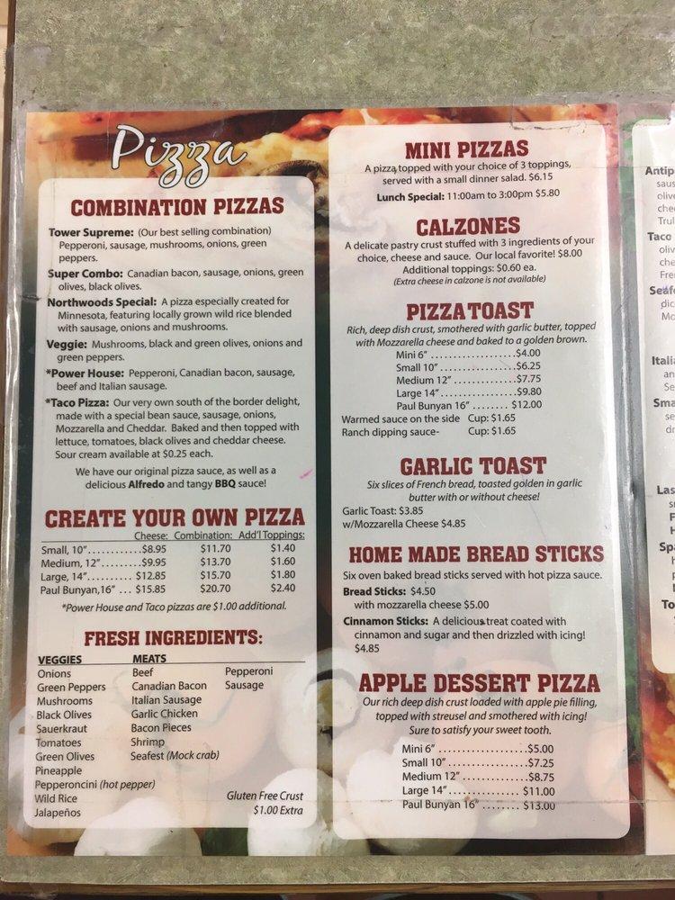 Menu at Tower Pizza pizzeria, Staples, 414 2nd Ave NE