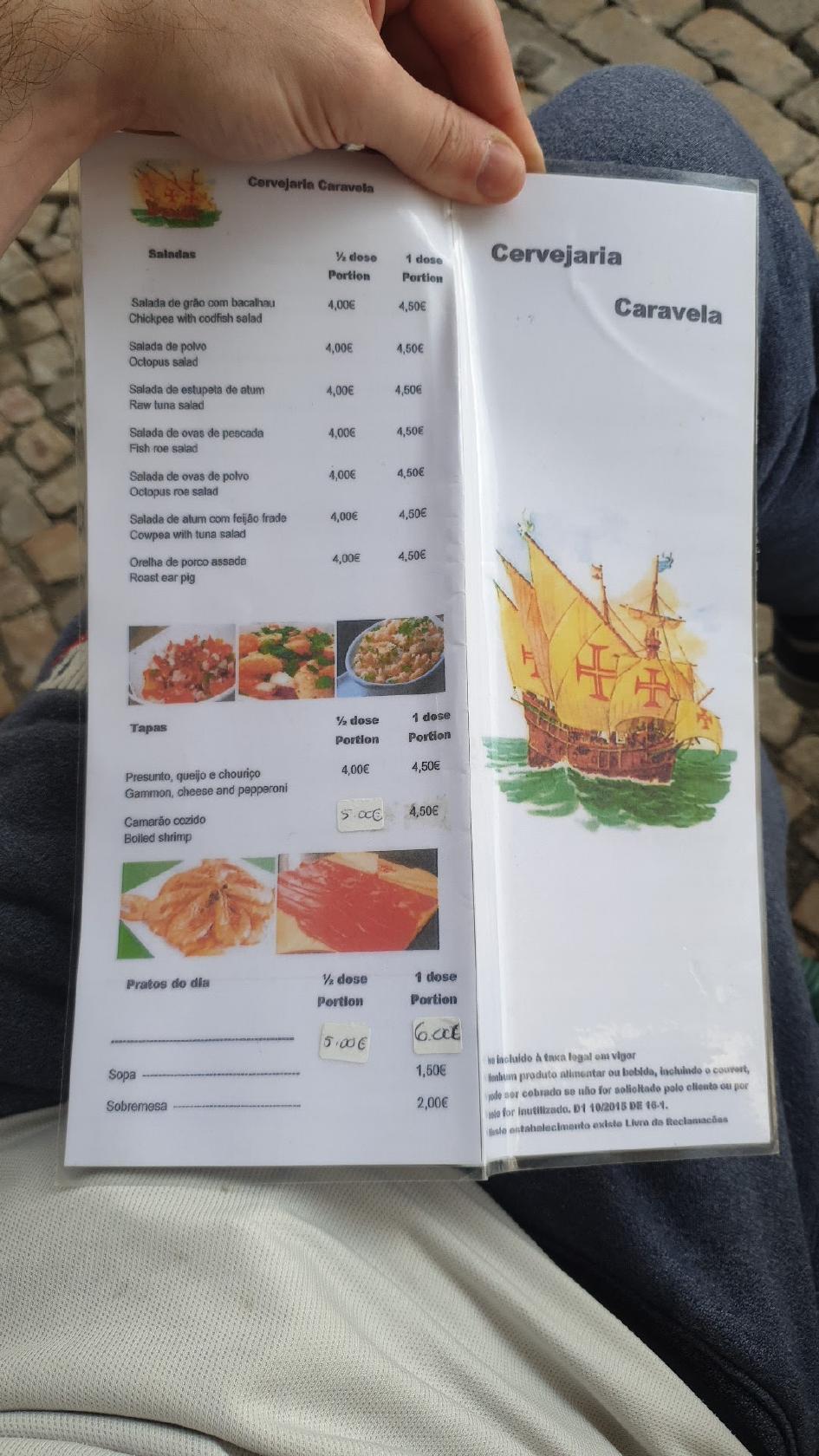 Menu At Cervejaria Caravela Restaurant Tavira menu-at-cervejaria-caravela-restaurant-tavira