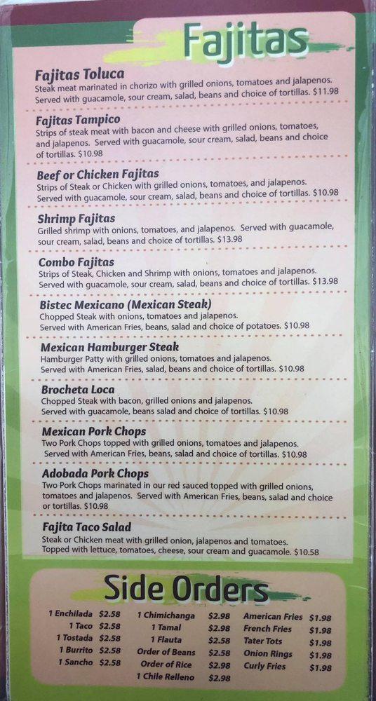 Menu at Acostas Family Restaurant, Satanta, 101 Nez Perce St