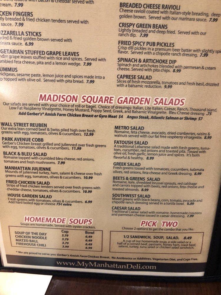 Menu at Manhattan Deli Bar & Grille, Willoughby, Ridge Rd