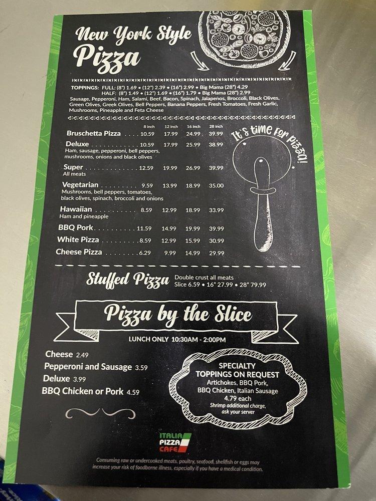 Menu at Italia Pizza Cafe, Southaven