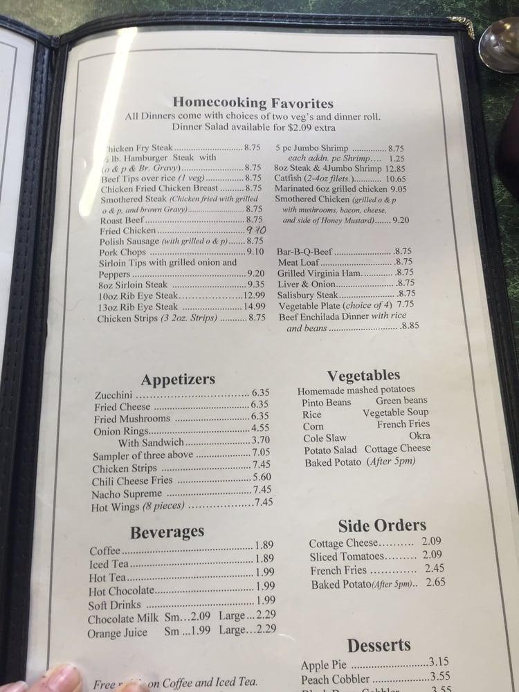 Menu at McLoud Cafe, McLoud