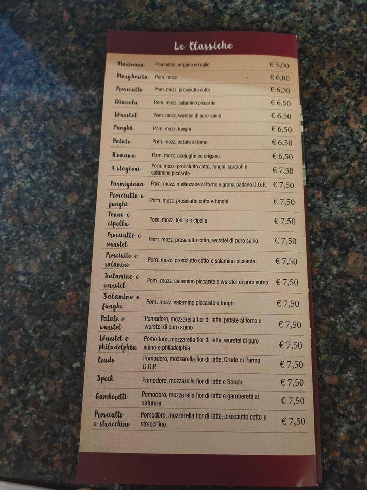 Menu at Pizzeria di San Bonifacio, San Bonifacio