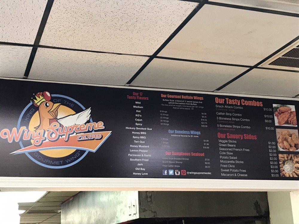 Menu at Wing Supreme OKC restaurant, Oklahoma City, N Lincoln Blvd