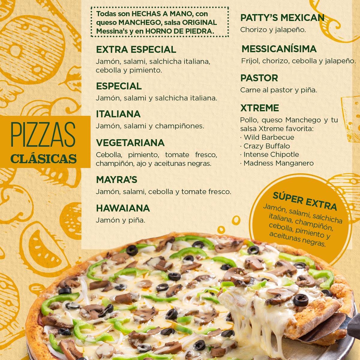 Menu at Messina's restaurant, Campeche, Av. Francisco I. Madero 52