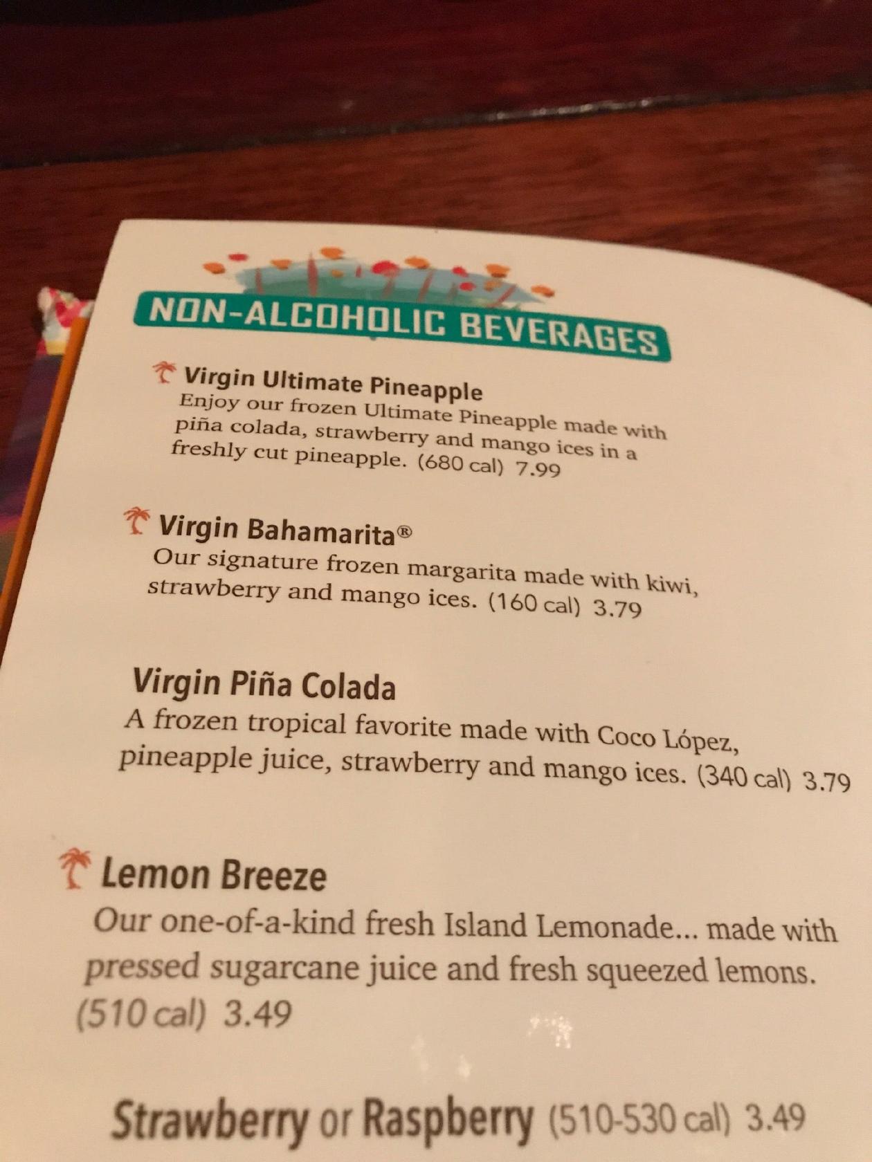 Menu at Bahama Breeze pub & bar, Livonia