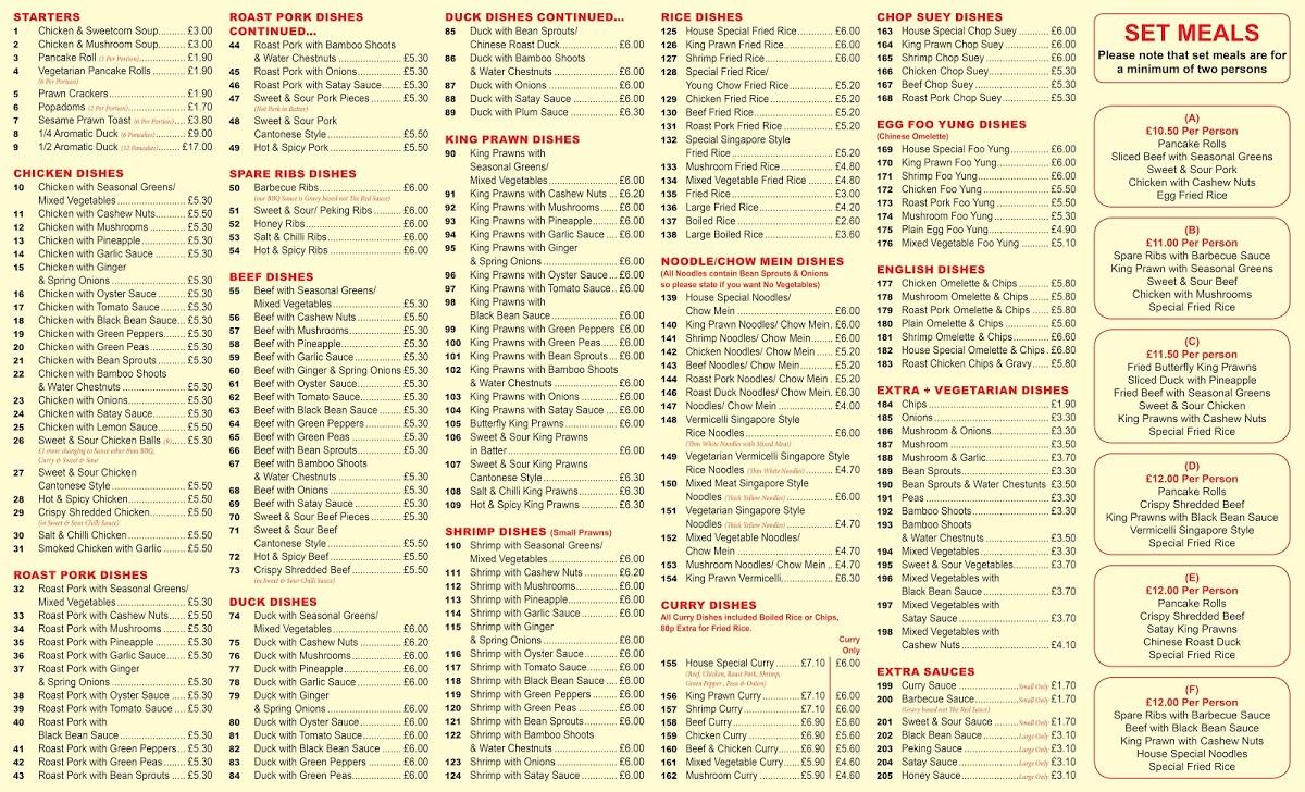 Menu at Godfrey Takeaway fast food, Bridgend