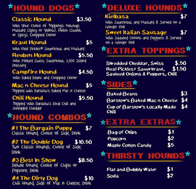 Menu at The Hungry Hound restaurant, Easthampton