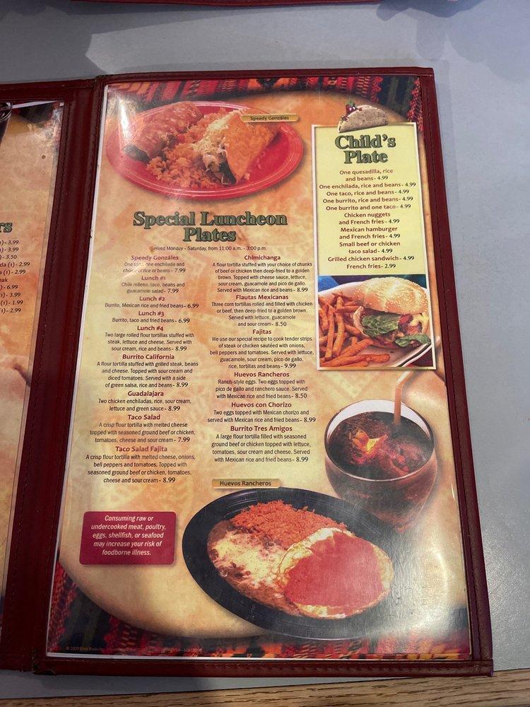 Menu at Tres Amigos Mexican Restaurant, McPherson