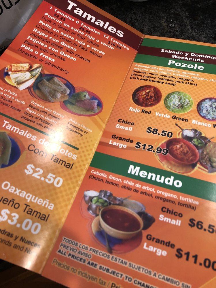Menu at Tamales Lo Mejor De Guerrero restaurant, Chicago