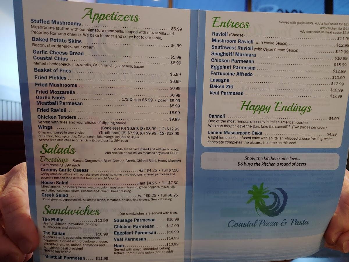 Menu at Coastal Pizza pizzeria, Fernandina Beach, S 14th St