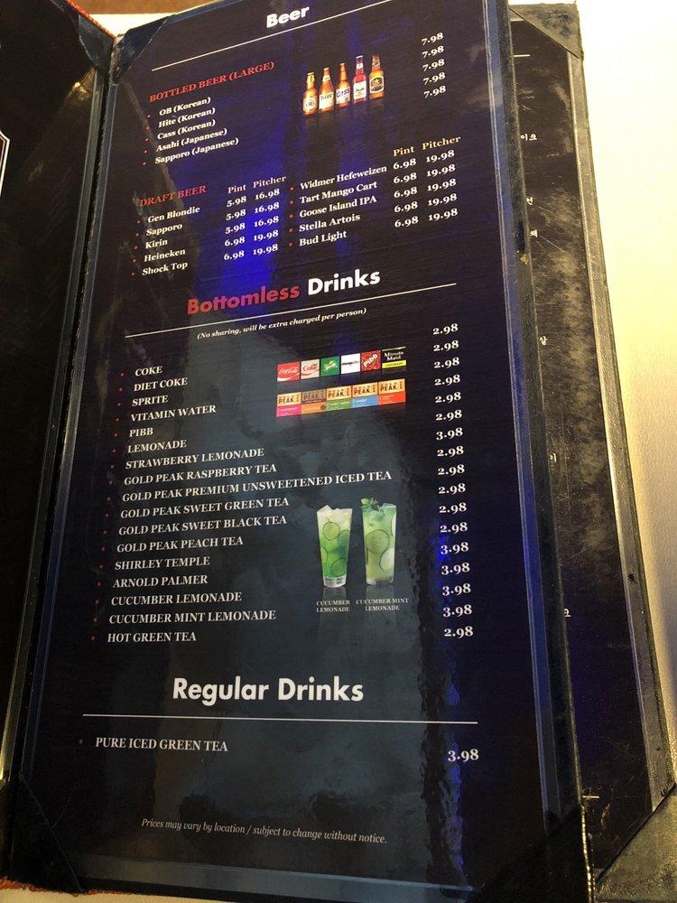 Menu at Gen Korean BBQ House, Torrance, Crenshaw Blvd