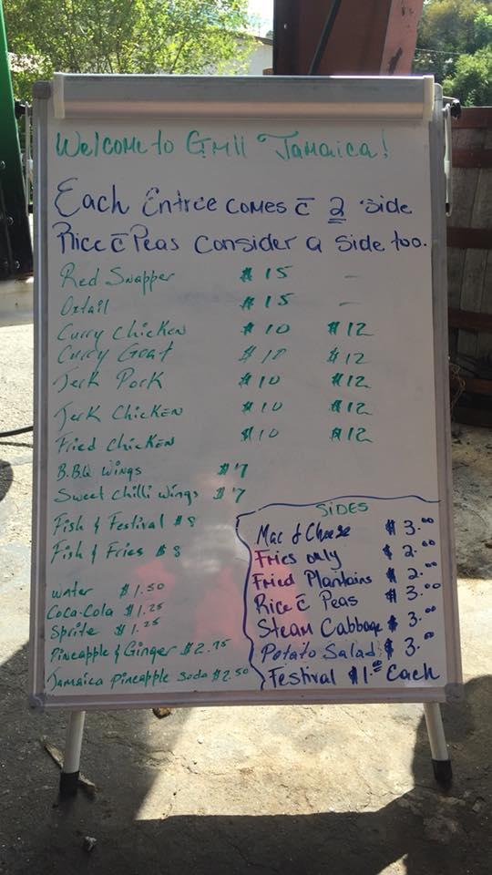 Menu at Grill Jamaica restaurant, Asheville, Tunnel Rd