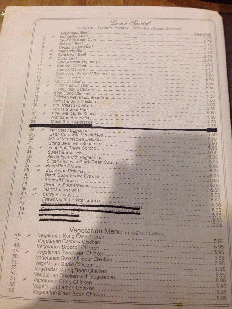 Menu at King Dong Restaurant, Berkeley