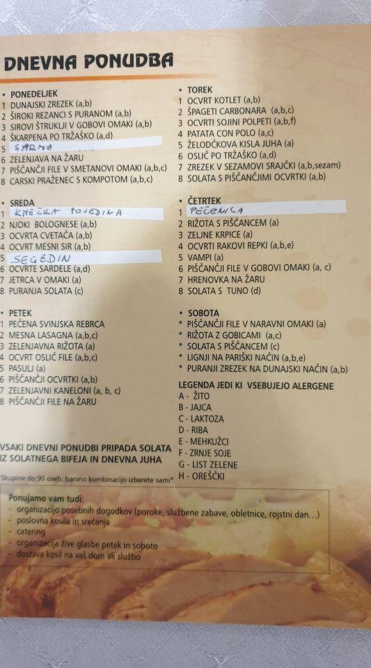 Menu di Restavracija Nigra 