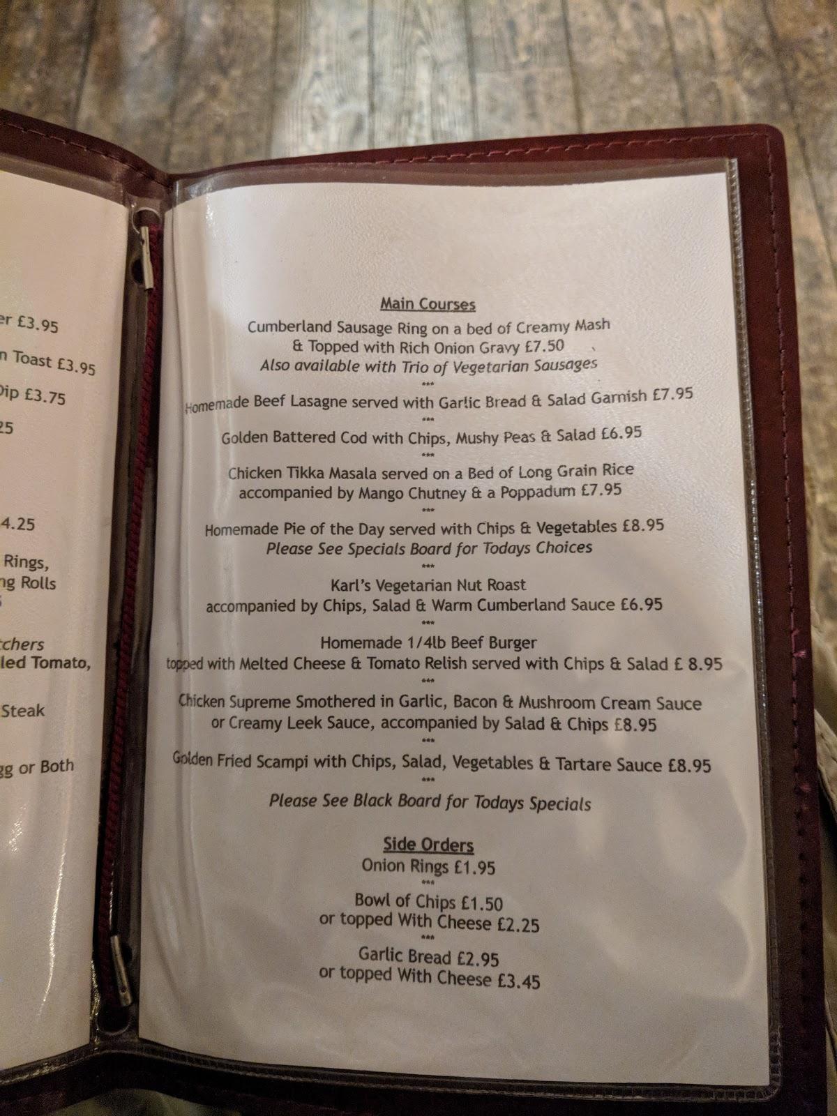 Menu at The Bell pub & bar, Marston Moretaine