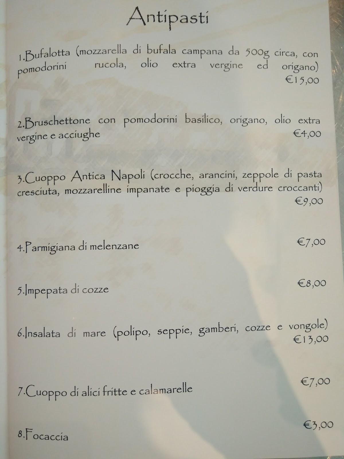 Menu da Ristorante Pizzeria Antica Napoli, Carugate
