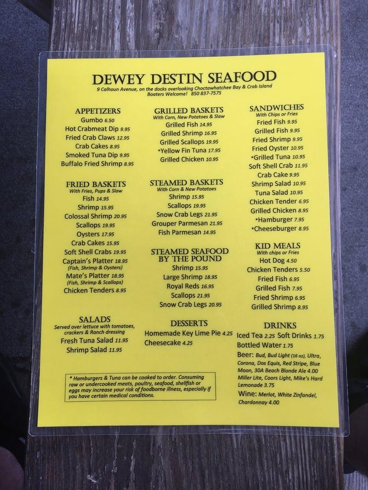 Menu at Dewey Destin's Seafood Restaurant, Destin
