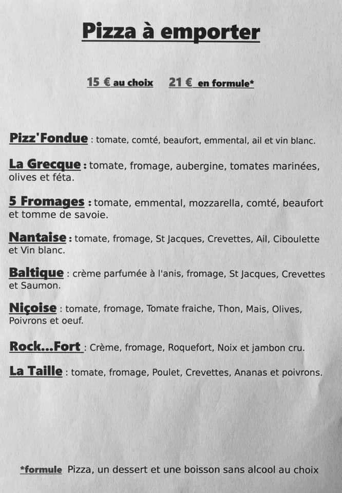 Menu Au Pizzeria Il Vulcano Albertville