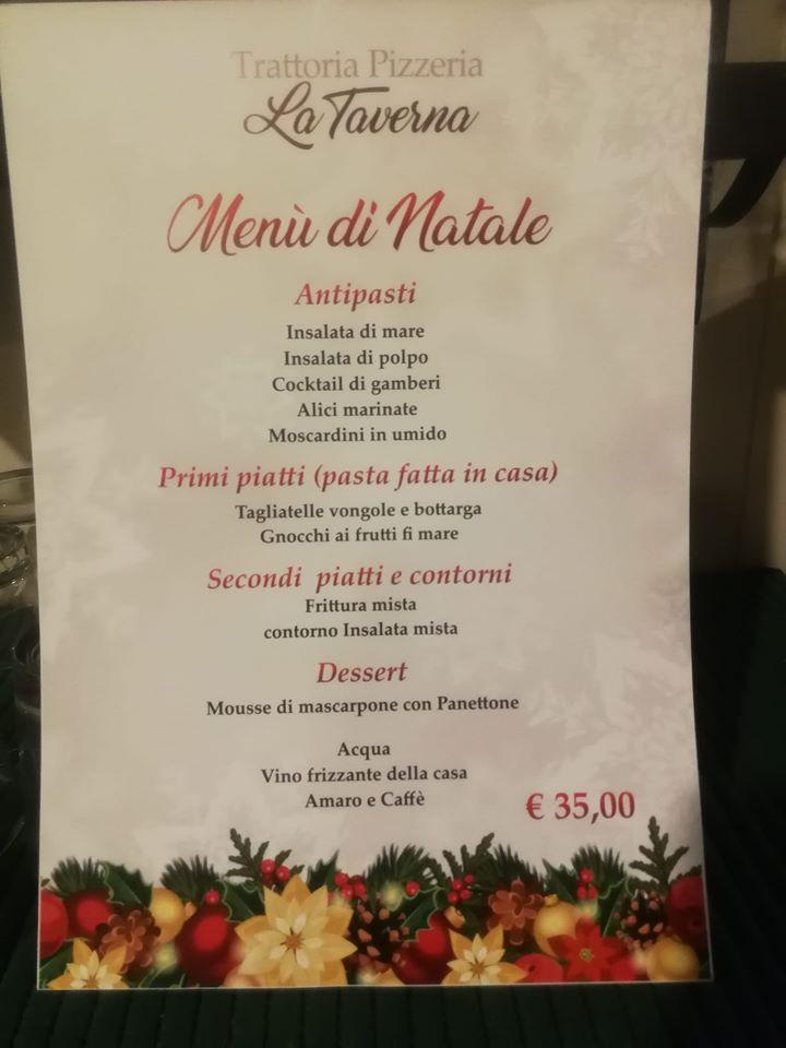 Menu at La Taverna pizzeria, Orbetello