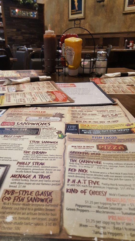 Menu at Nick's Restaurant, Xenia