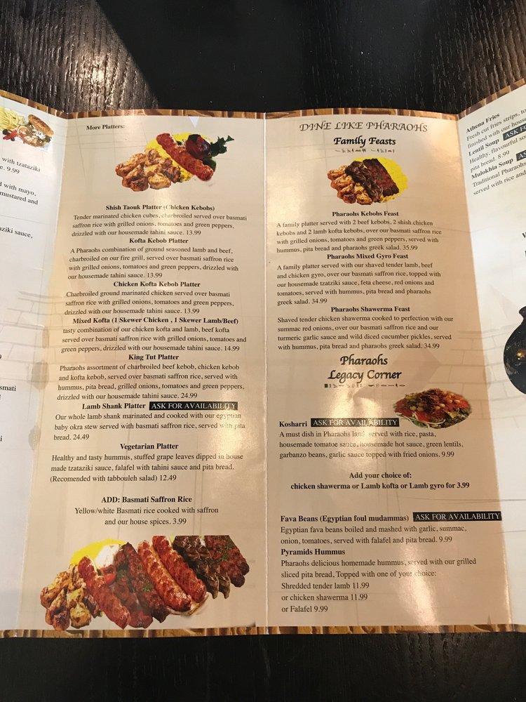 Menu at Pharaohs Legacy pub & bar, Fayetteville