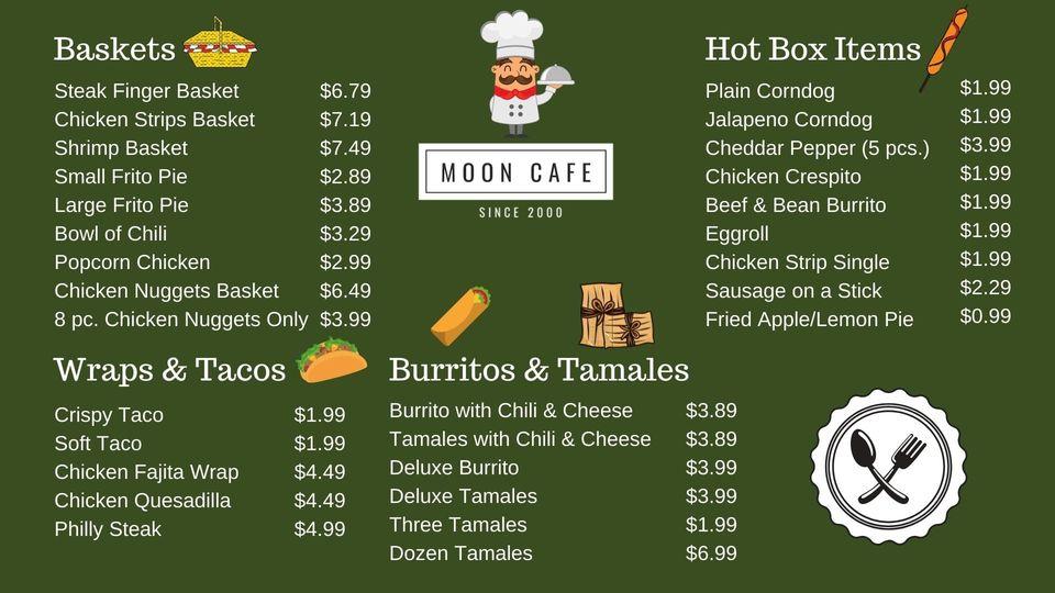 Menu at Moon Mart Cafe, Gas & Truck Stop, Honey Grove