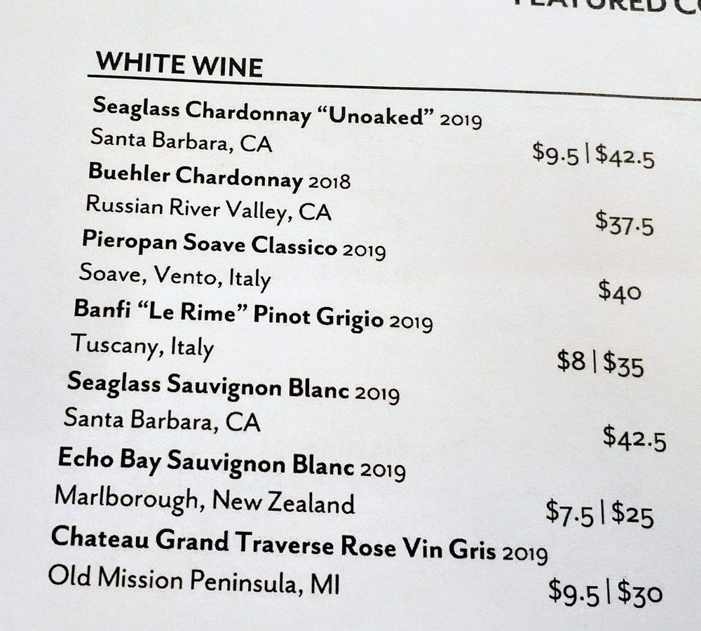 Menu at The Continental at Ford House restaurant, Grosse Pointe Shores