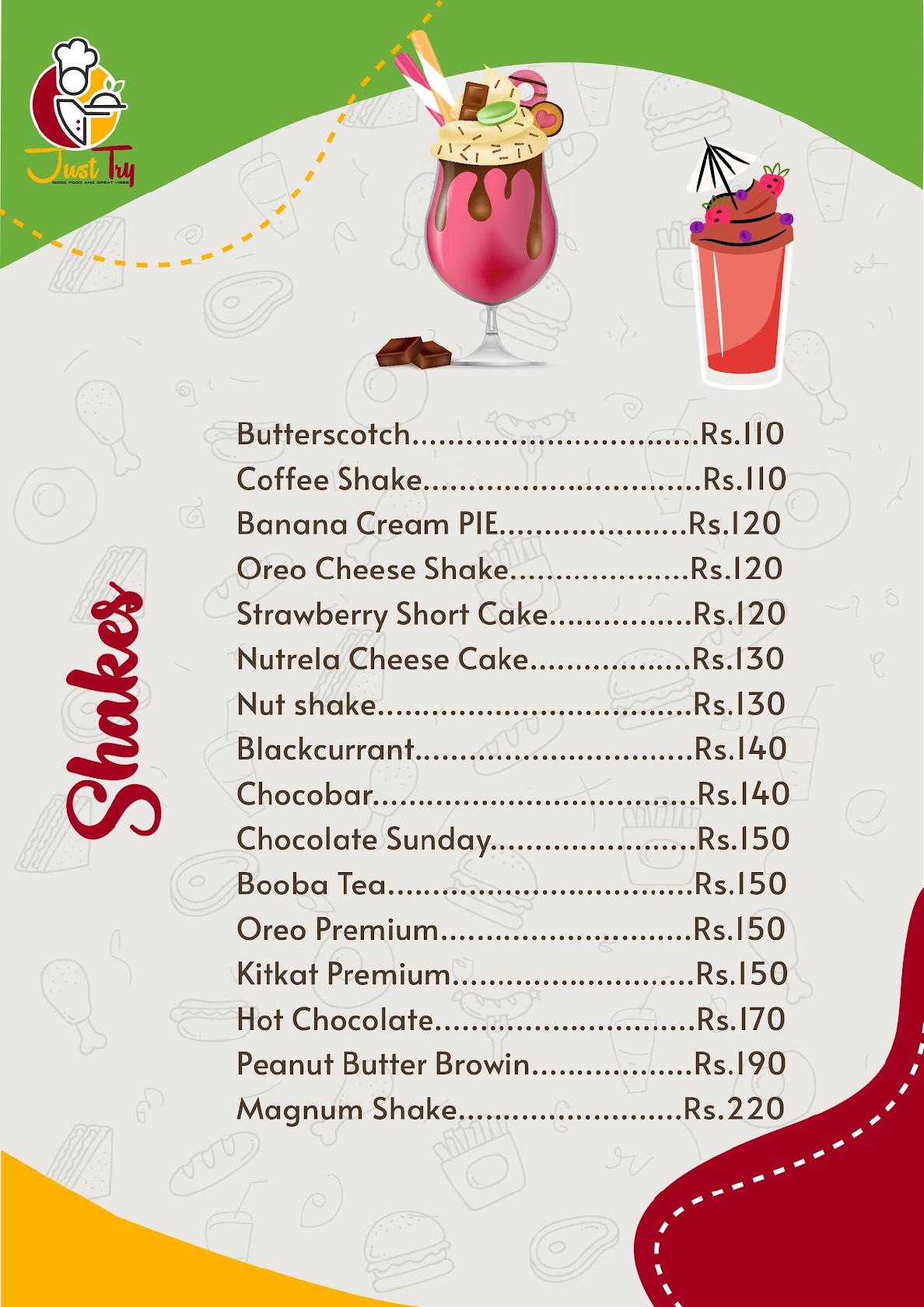 Just Try menu