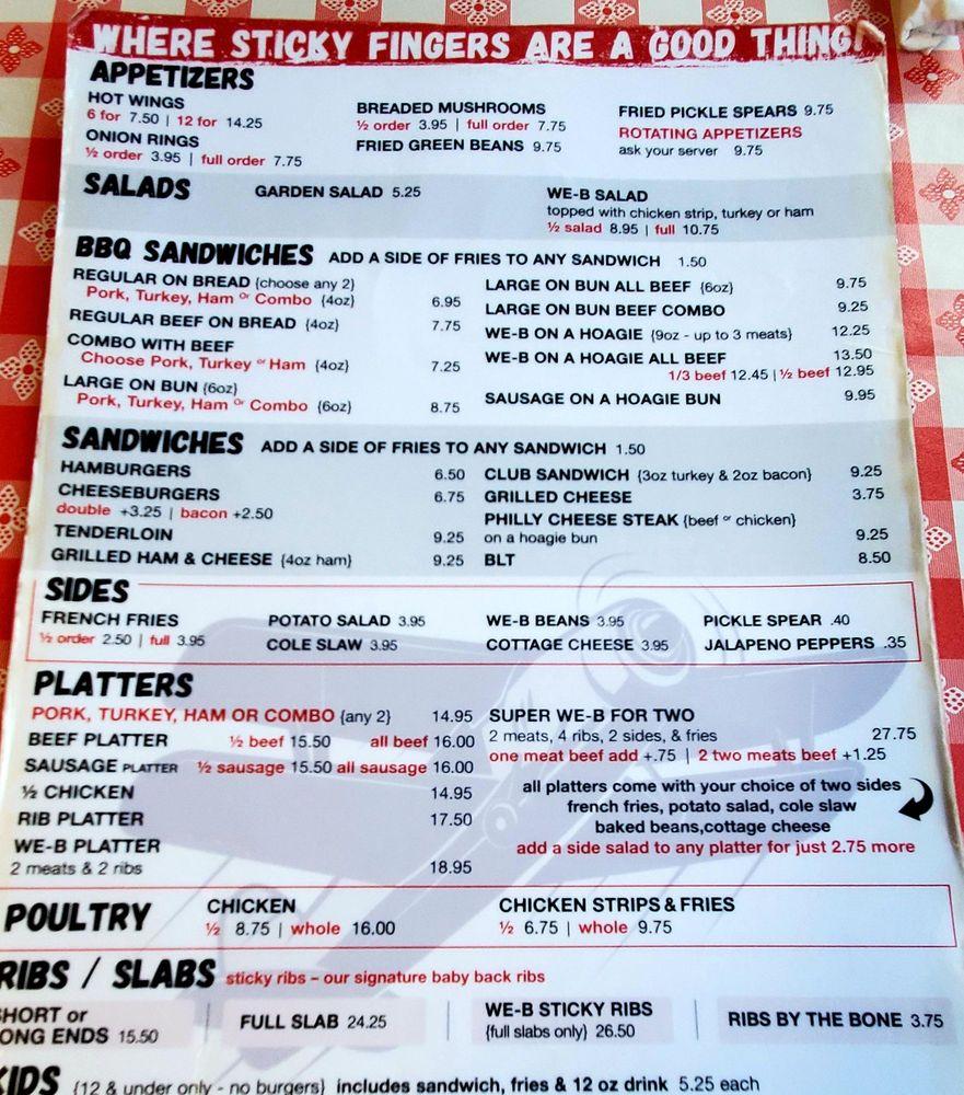 Menu At We B Smokin' BBQ, Paola