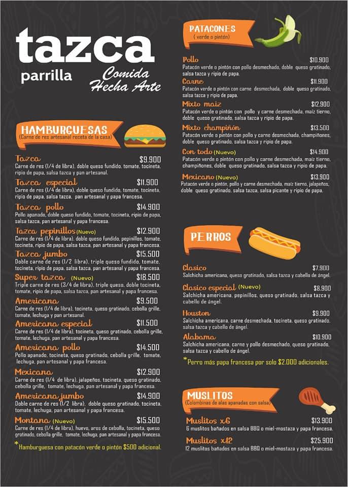 Menu at La Tasca parrilla, Melgar