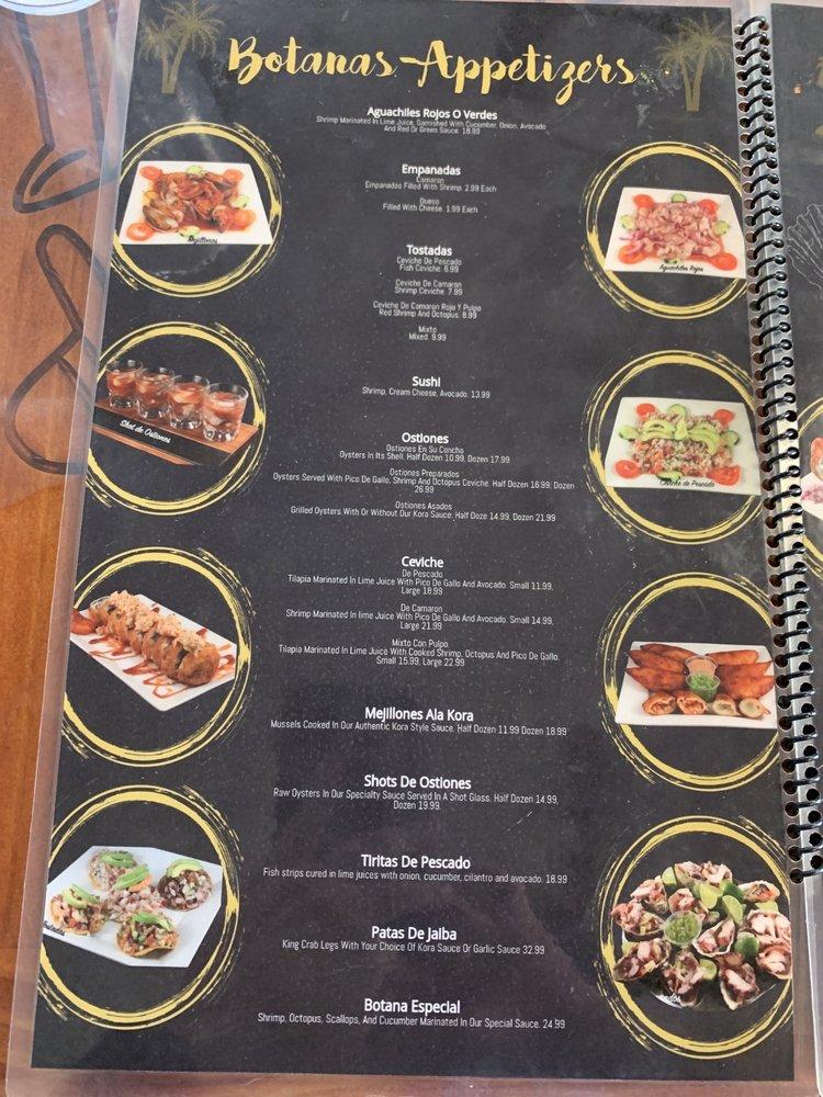 Carta del restaurante Hacienda Altamar, Corning