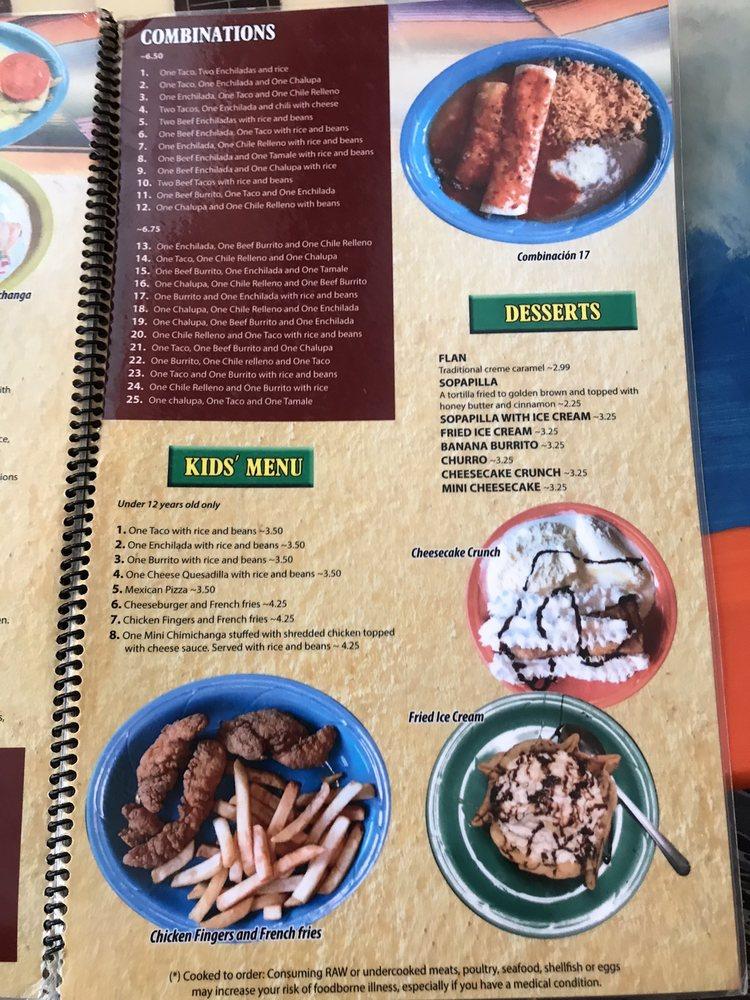 Menu at Sazon Mexican Restaurant, Williamson