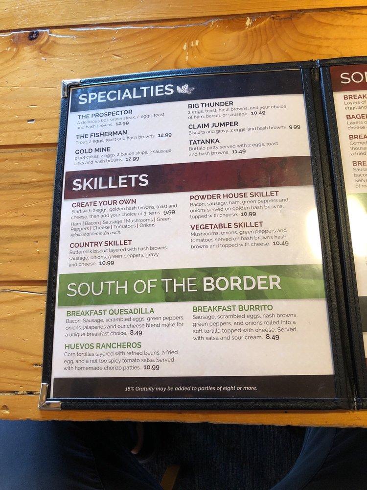 Menu at Powder House steakhouse, Keystone