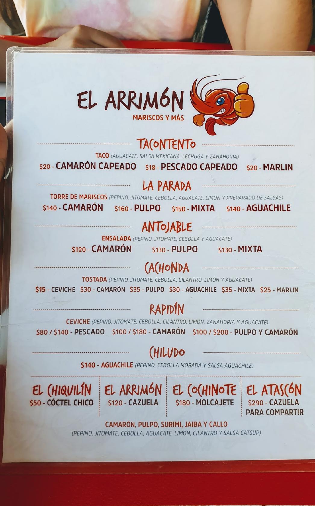 Carta del restaurante Mariscos 