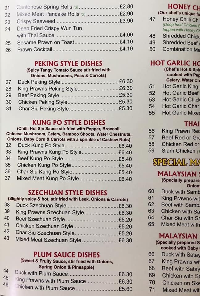 Menu At Panda Take Away Restaurant Livingston