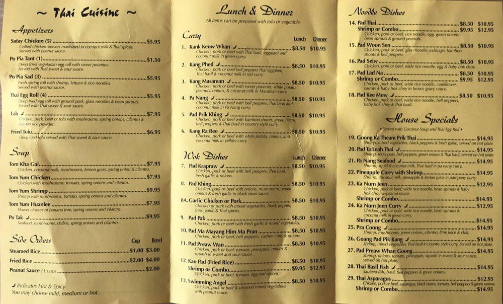 Carta de Thai Chili & Pho Restaurant, Grand Junction