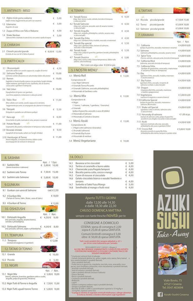 Menu Da Azuki Sushi Pinarella Di Cervia Ristorante Cervia