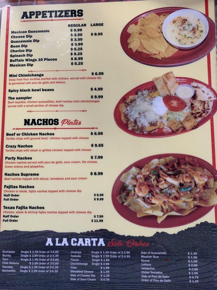 Menu at El Metate restaurant, Tifton