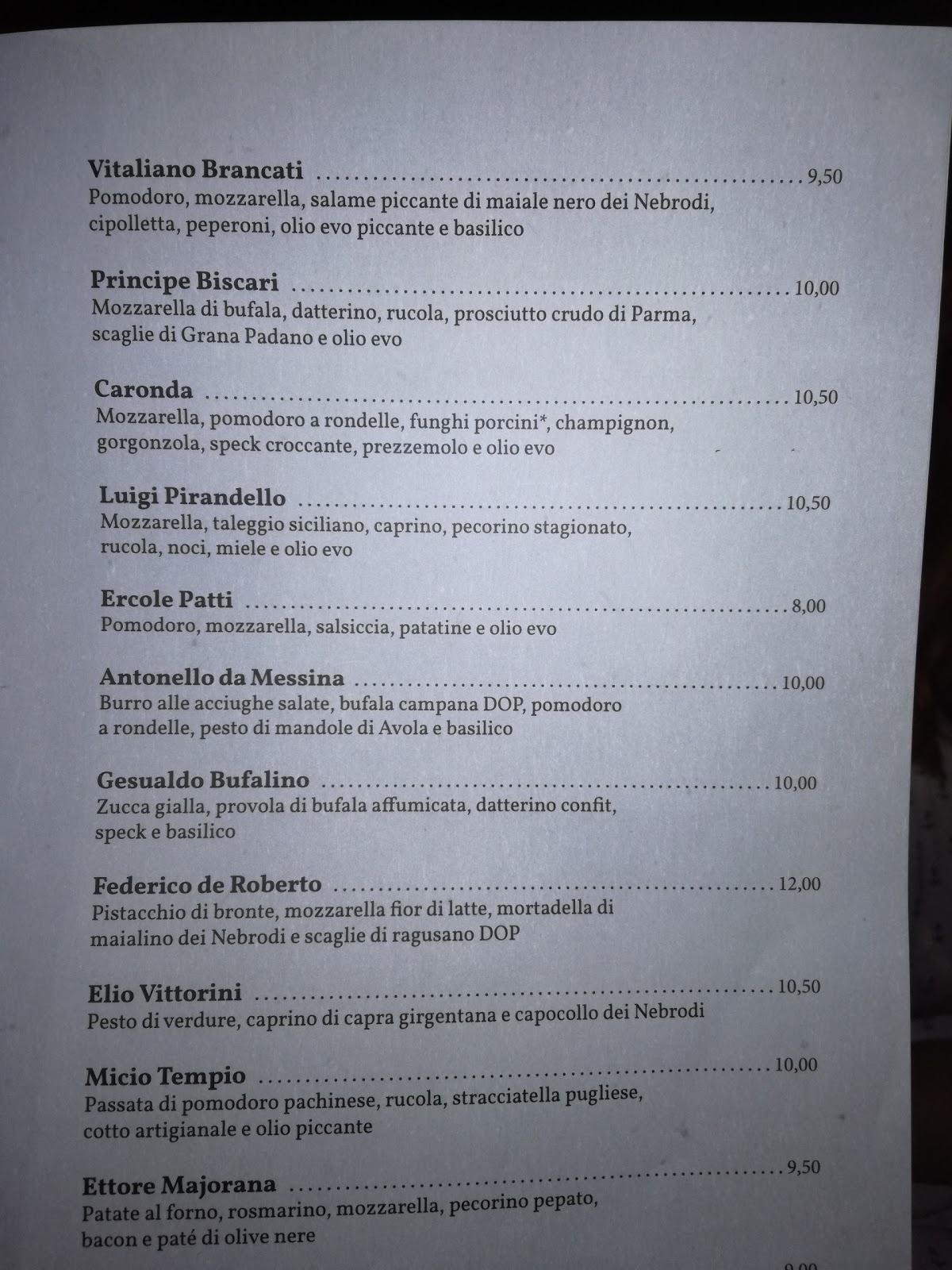 Menu di Feudo Delle Tre Virtù 