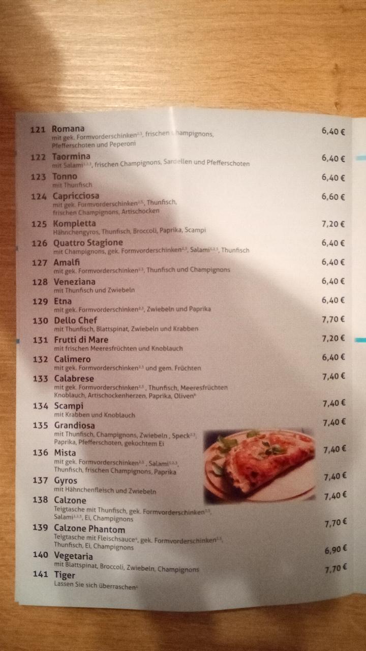 Speisekarte von Pizzeria Calimero, Straelen, Hochstraße 5