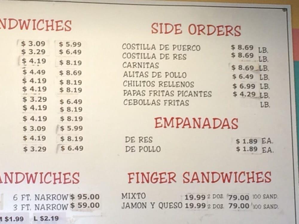 Menu at Tito's Market restaurant, El Monte