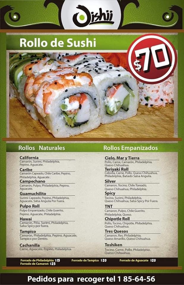 Menu At Oishii Sushi Macristy Restaurant Mexicali Calz Macristy De