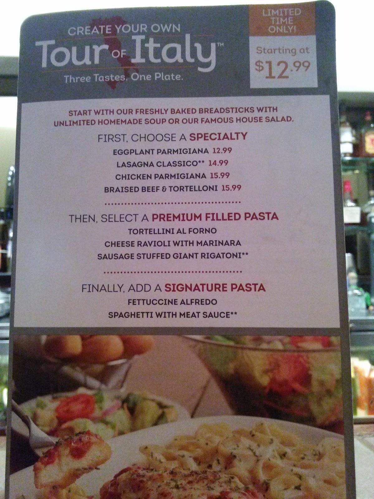 Menu at Olive Garden Italian Restaurant, Livonia, Middlebelt Rd