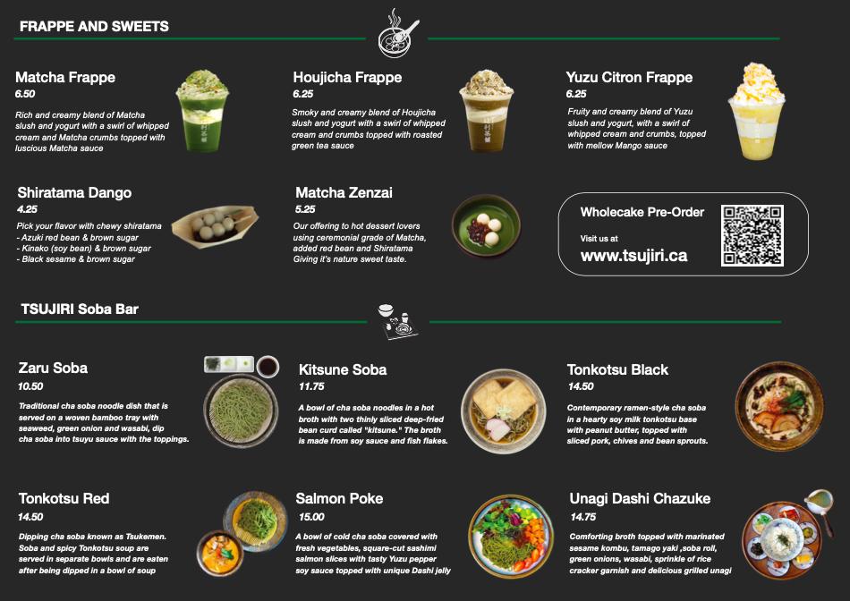 Menu at Tsujiri Waterloo desserts, Waterloo