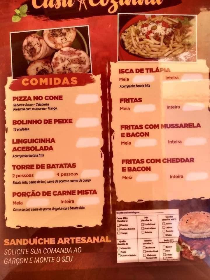 Casa Cozinha cardápio