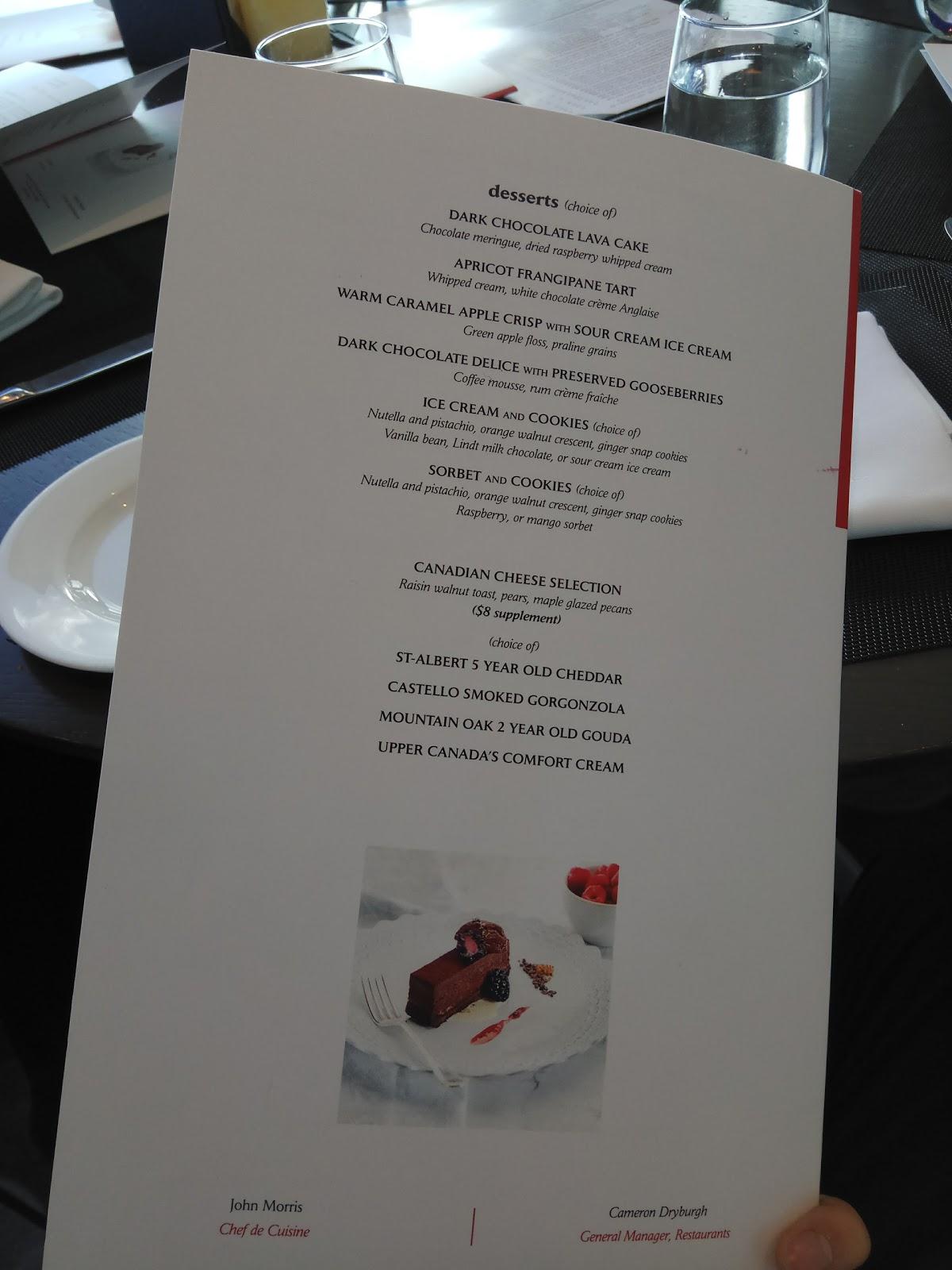 cn tower restaurant menu