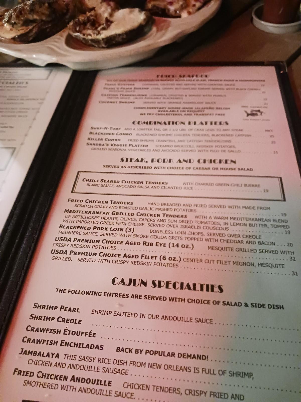 Menu at Pearl's Oyster Bar, Oklahoma City, N Classen Blvd