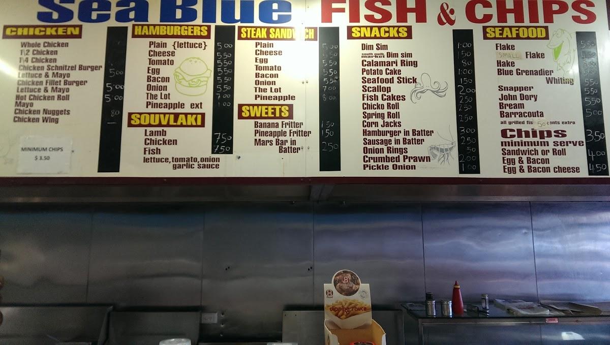 Menu at Sea Blue Fish N Chips restaurant, Bundoora